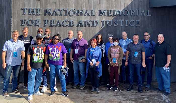 Group picture in front of museum