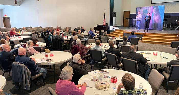 Large group in meeting