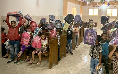 Kids with backpacks