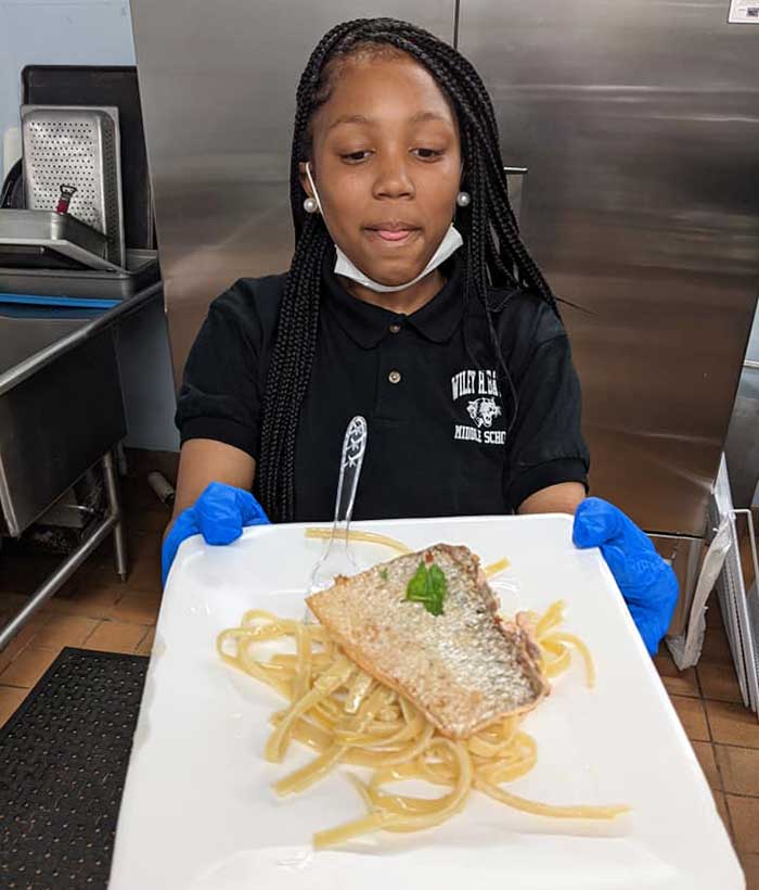 Teenager cooking